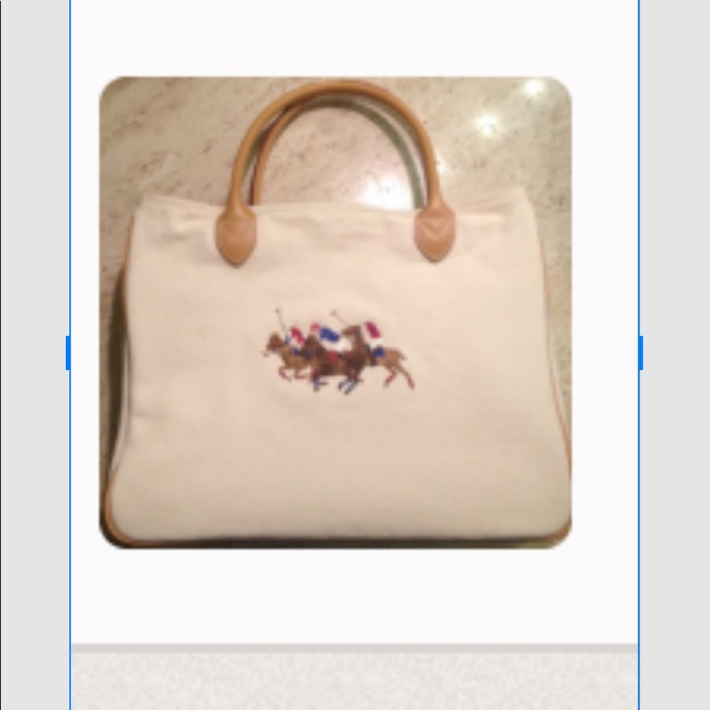Ralph Lauren Polo canvas leather handle bag